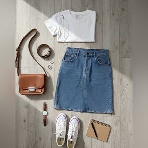 Authentic Y2K Red Square Wear Denim Skirt